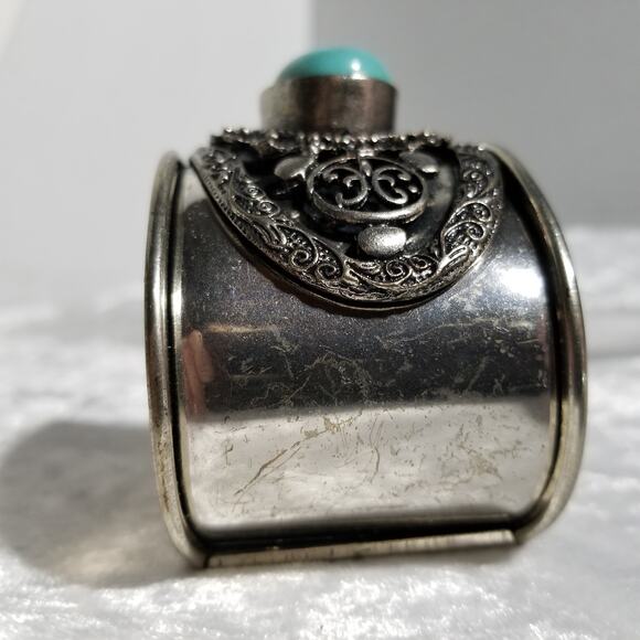 Bracelet 1 6/8" filigree faux turquoise cabochon 1.1749 - Picture 10 of 13